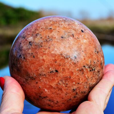 Sphère de cristal de calcite orange XXL (65 mm - 95 mm)