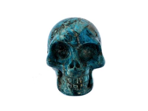 Blue Apatite Skull, Handmade Crystal Skull Carving, Blue Apatite Skeleton