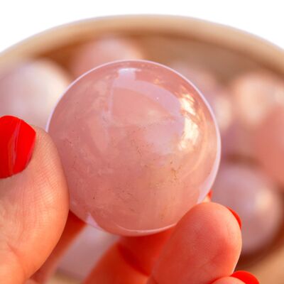Sfera di cristallo di quarzo rosa (19-20 pezzi) - (25 mm - 40 mm)