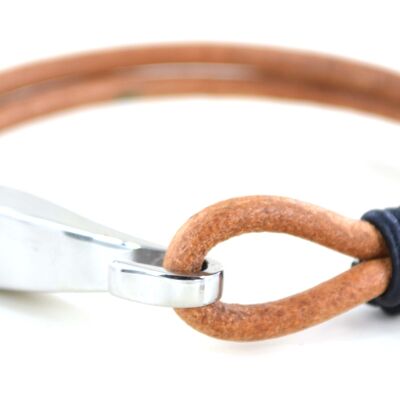 Leather bracelet and hook-type stainless steel buckle