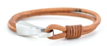 Bracelet en cuir et boucle acier inoxydable type crochet 4