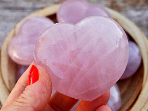 Rose Quartz Palm Stone Heart (70mm)