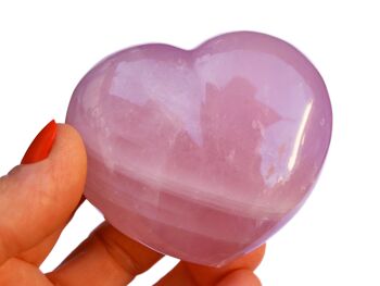 Coeur en pierre de palmier en quartz rose (70 mm) 2