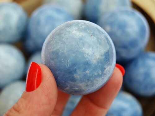 1 Kg Lot of Blue Calcite Sphere (10-11 Pcs) - (25mm - 40mm)