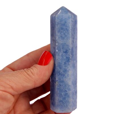 Lot de 5 pièces de cristal de tour de calcite bleue (90 mm)