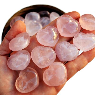 Corazón de cristal de cuarzo rosa (30 mm)