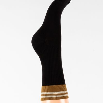 Ribbed women's socks with striped cuff