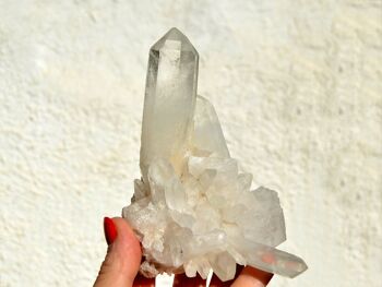 Grappe de quartz cristal, grand cristal de roche brut 3