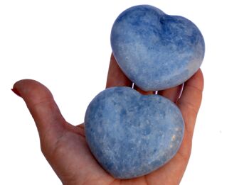 Grand coeur en cristal de calcite bleue (70 mm) 5