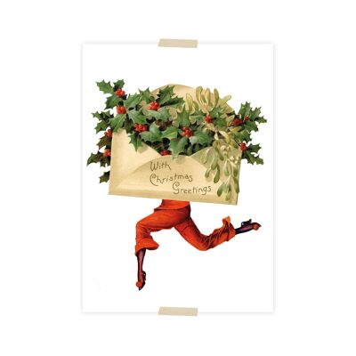 Christmas Postcard collage rennende kerstbrief