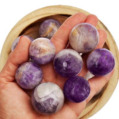 1 Kg Lot of Amethyst Sphere Crystal (15-16 Pcs) - (25mm - 40mm)