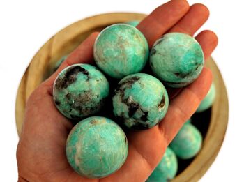 Lot de 1 kg de sphère d'amazonite verte (12-13 pièces) - (25 mm - 40 mm) 2