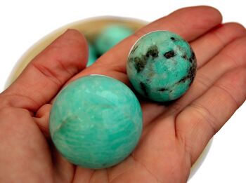 Lot de 1 kg de sphère d'amazonite verte (12-13 pièces) - (25 mm - 40 mm) 4