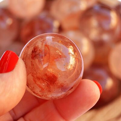 1 Kg Lot of Fire Quartz Sphere (13-15 Pcs) - Hematoid Quartz Ball (25mm - 40mm)