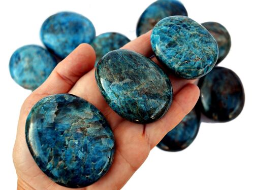 1 Kg Lot of Blue Apatite Palm Stone (8 -10 Pcs) - (40mm - 70mm)