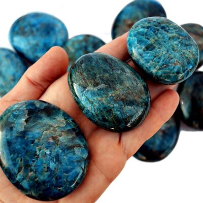 1 Kg Lot of Blue Apatite Palm Stone (8 -10 Pcs) - (40mm - 70mm)