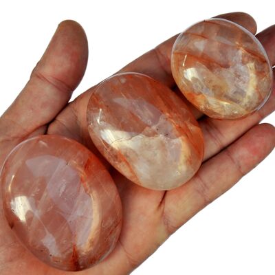 Fire Quartz Crystal Palm Stone (40mm - 70mm)