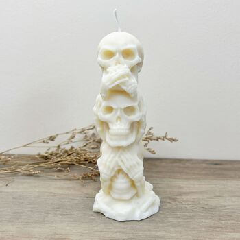 Bougies pilier tête de mort – Bougie de décoration d'Halloween squelette blanc 1