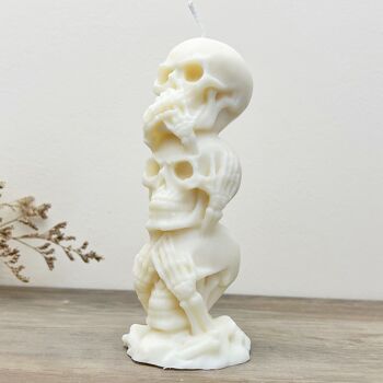 Bougies pilier tête de mort – Bougie de décoration d'Halloween squelette blanc 2