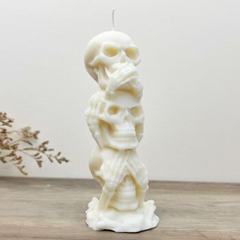 Bougies pilier tête de mort – Bougie de décoration d'Halloween squelette blanc 3