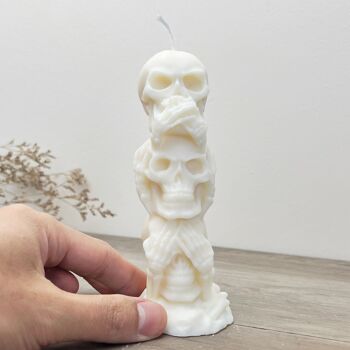 Bougies pilier tête de mort – Bougie de décoration d'Halloween squelette blanc 4
