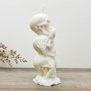 Bougies pilier tête de mort – Bougie de décoration d'Halloween squelette blanc 5