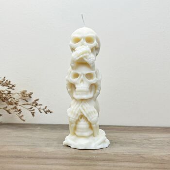 Bougies pilier tête de mort – Bougie de décoration d'Halloween squelette blanc 6