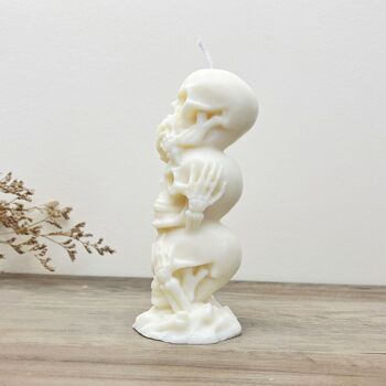 Bougies pilier tête de mort – Bougie de décoration d'Halloween squelette blanc 7