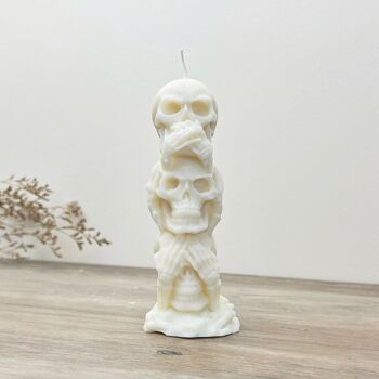 Bougies pilier tête de mort – Bougie de décoration d'Halloween squelette blanc 8