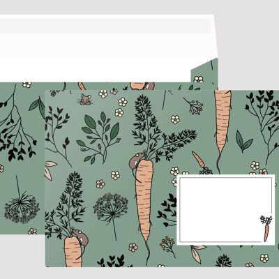 Envelope, pattern mouse with carrot