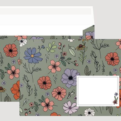 Envelope, pattern flowers