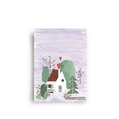 carte postale - décembre - 'joyeux Noël à la maison'