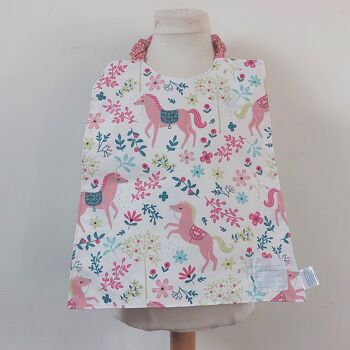 Bavoir maternelle serviette école imperméable fille chevaux/chouette 2