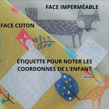 Bavoir maternelle serviette école imperméable fille chevaux/chouette 3