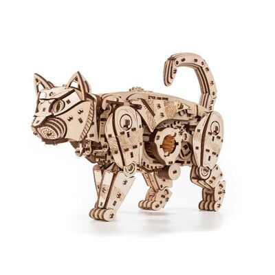 Fai da te eco legno arte puzzle in legno 3D gatto selvatico meccanico/gatto selvatico, 2604, 47.6x11x18.9cm