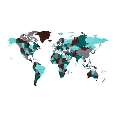 DIY Eco Wood Art Puzzle mural en bois Carte du monde Planète émeraude Taille S, 2628,100x55x1,2cm