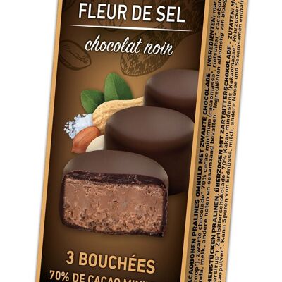 Bocaditos de maní y flor de sal recubiertos de chocolate amargo