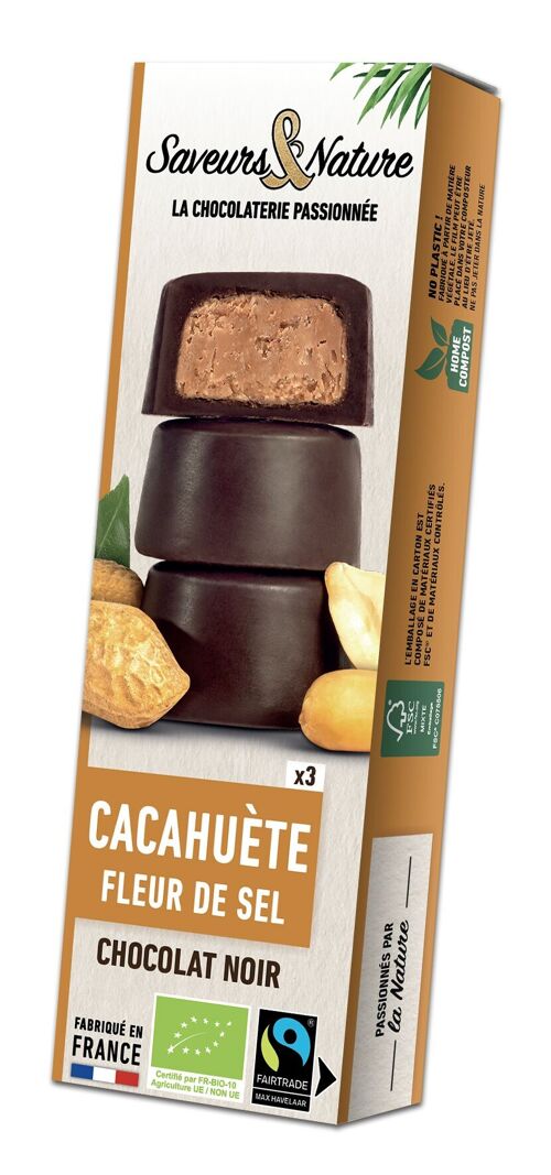 Bouchées cacahuètes & fleur de sel enrobées de chocolat noir