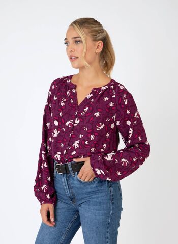 Blouse ample et imprimée KASSELI amina fushia 2