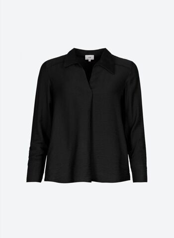 Blouse col chemise et manches longues KATHYS noir 1