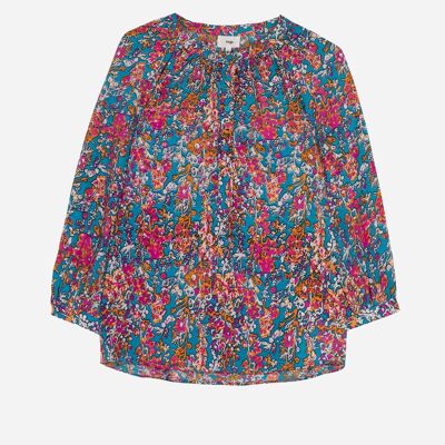 Blouse imprimée et soyeuse SITRINE gemina turquoise