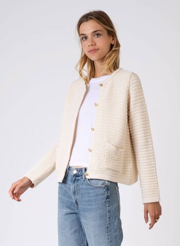 Cardigan couture revisité en maille VENI ecru 3