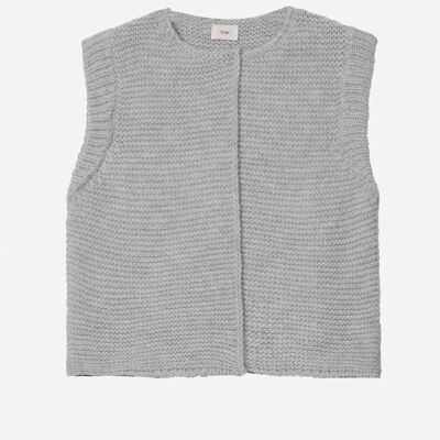 Cardigan sans manches en maille LEGRINGOU gris clair