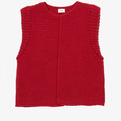 Cardigan sans manches en maille LEGRINGOU rouge