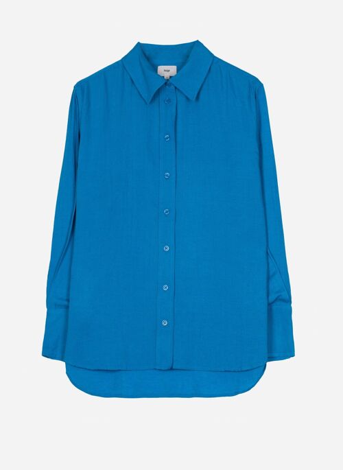 Chemise droite en lin SABIRA bleu