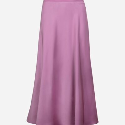 Jupe midi et unie en satin JANIALE lilas