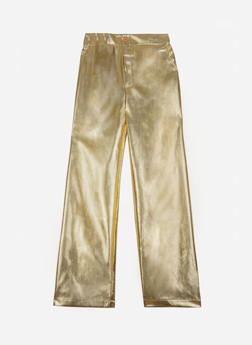 Pantalon droit en similicuir PITTY gold