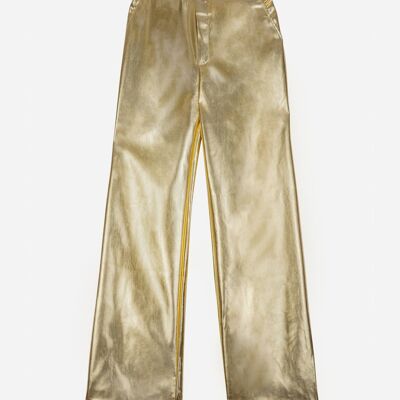 Pantalon droit en similicuir PITTY gold