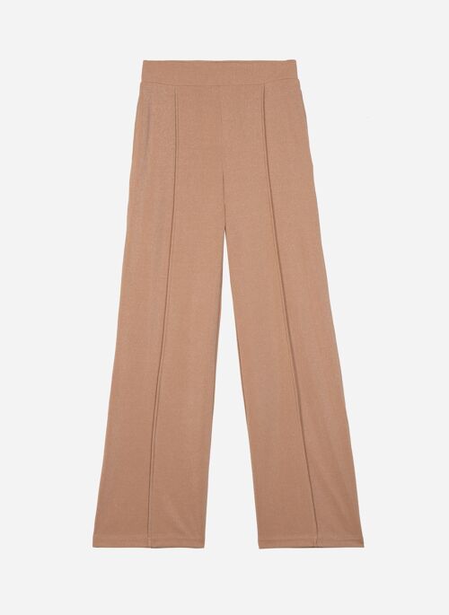 Pantalon en maille à paillettes PATRICK beige