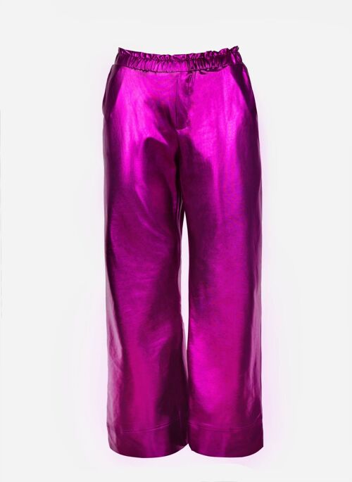 Pantalon froncé en similicuir PIERROT violet